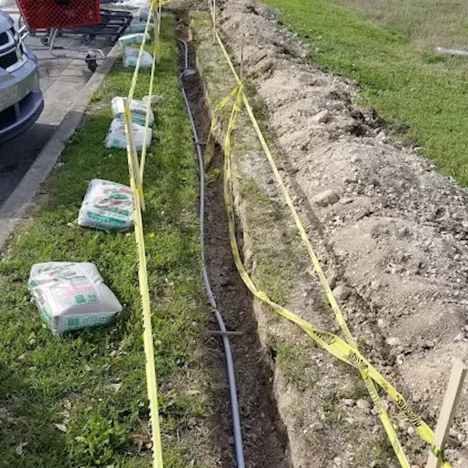 Pipelines under the earth are being installed.